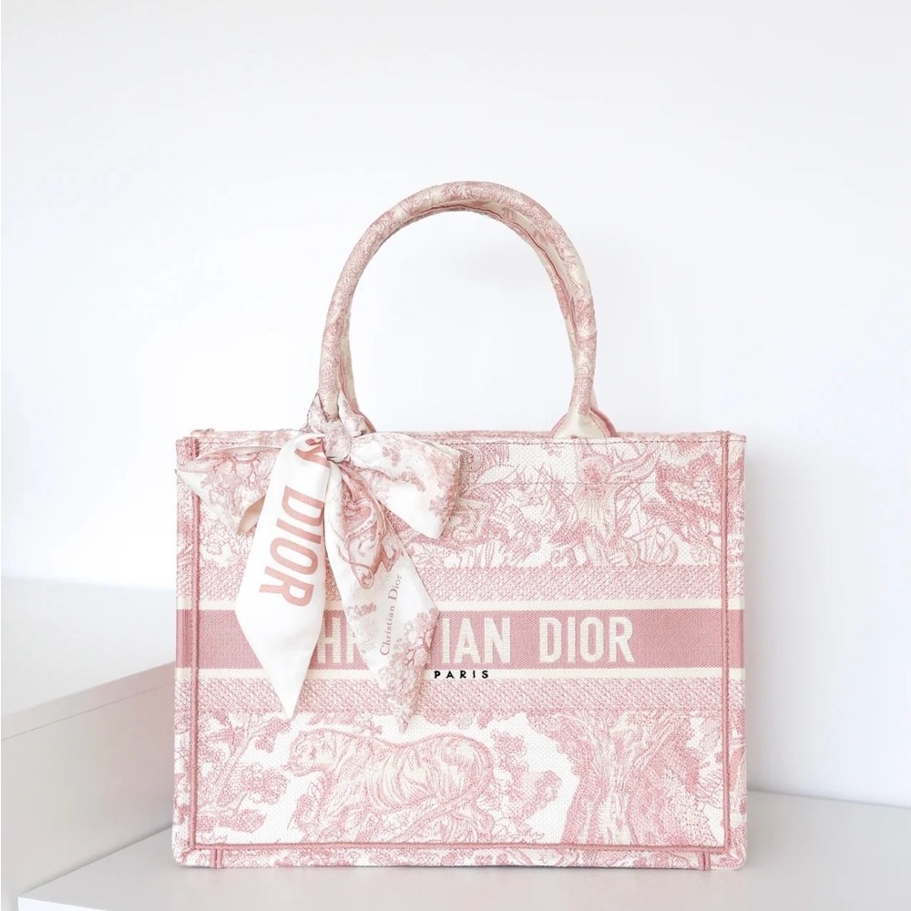 Dior Tote Bag Pink with Scarf